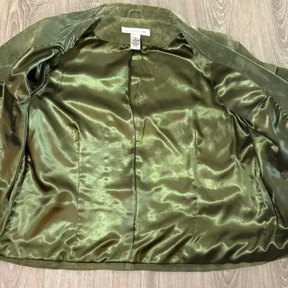 VTG Pursuits Ltd Olive Green Suede Leather Blazer Jacket Women’s XL Y2K - Picture 10 of 10